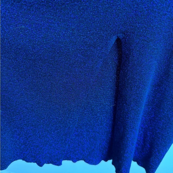 Zara High Neck Blue Metallic Knit Midi Dress - Picture 5 of 9